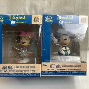 Mini Funko Pop Disneyland 65 Anniversary Mickey On Bobsleigh & Minnie On Dumbo
